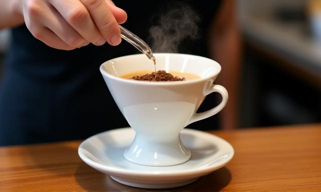 Barista pouring a single-origin pour-over coffee