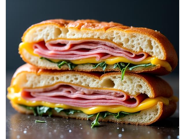 Gourmet ham and cheese sandwich