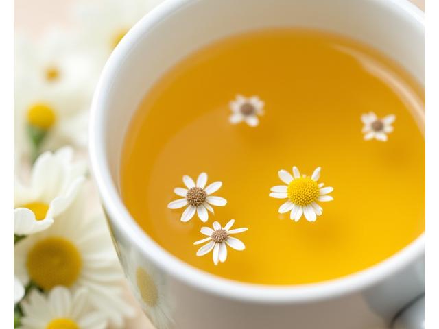 Chamomile tea with dried chamomile flowers